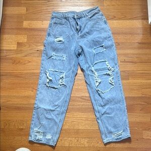 SHEIN Light Blue Distressed Women Jeans